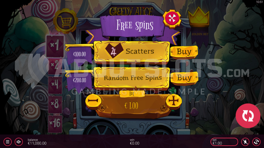 A sign with two feature buy options appears in front of the game field