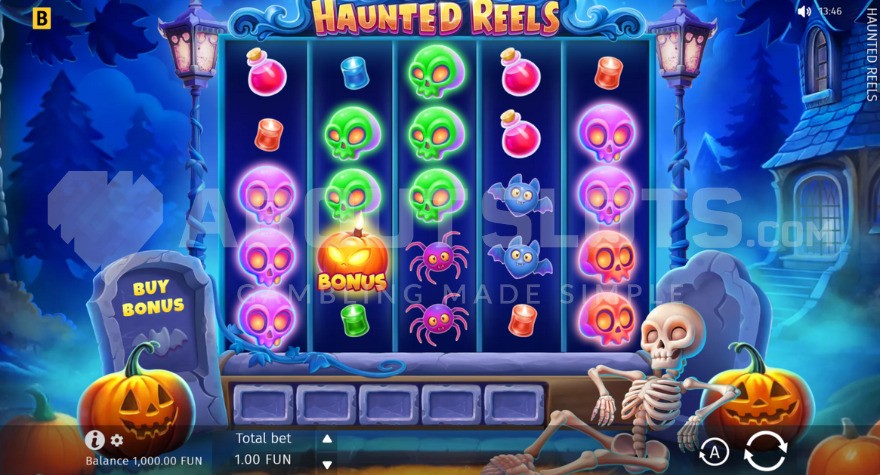 Scatter symbol on the second reel in Haunted Reels base game