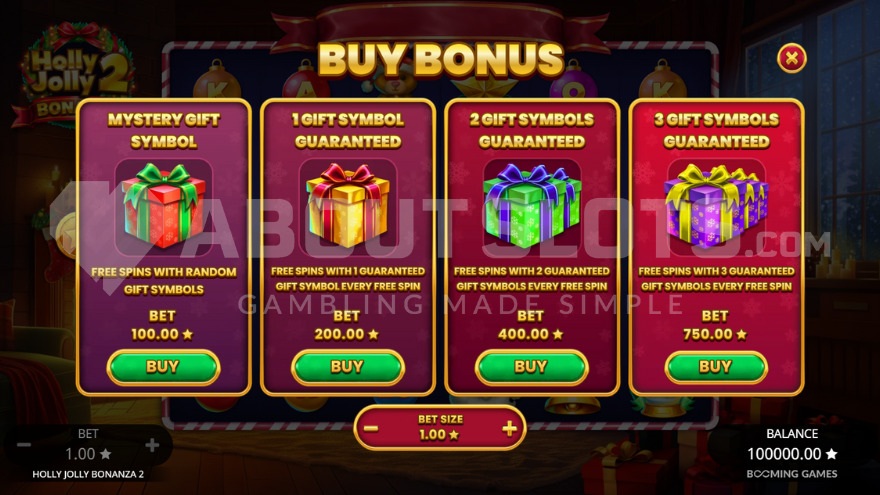 Holly Jolly Bonanza 2 Feature Buy Options