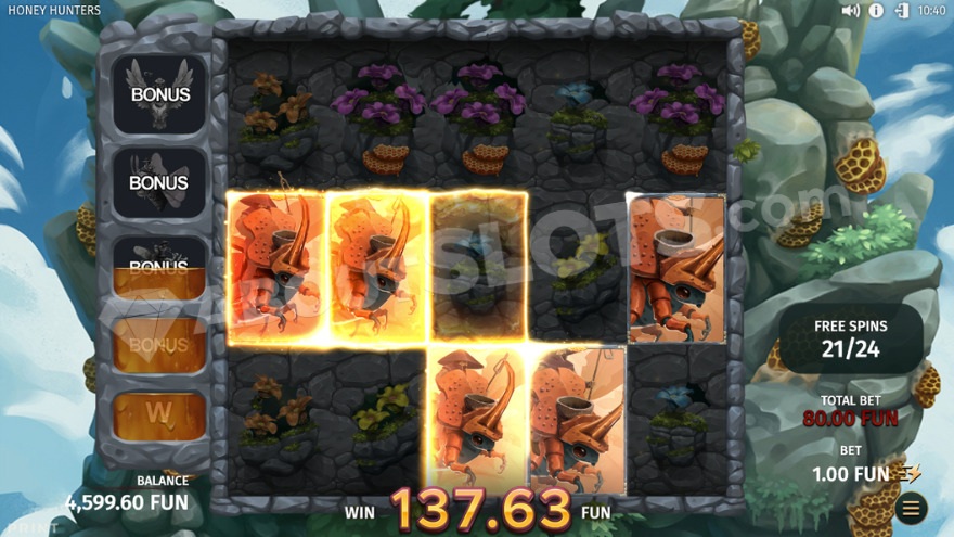 Bonus game with winning combination of Petal Paladins.