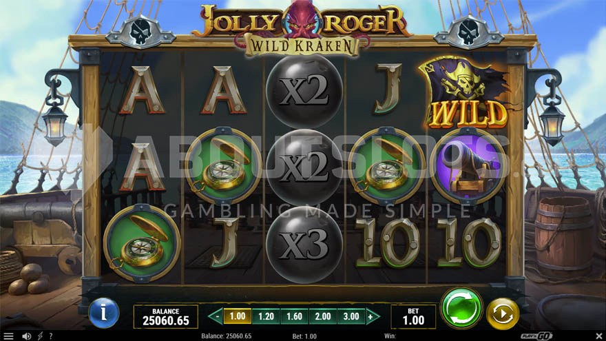 Base game showing a 5x3 grid with combination of low, high paying and special symbols