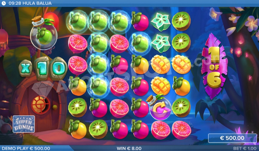 Super bonus game with 10X win multiplier active