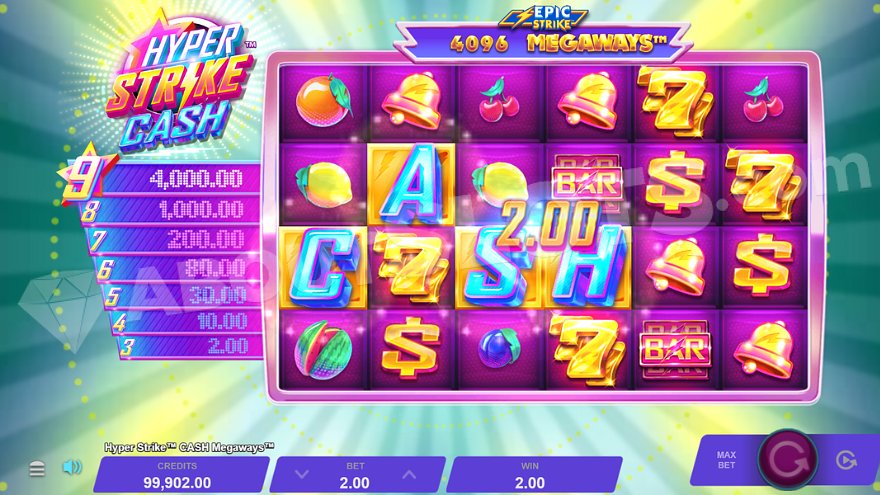 C-A-S-H scatter symbols triggering free spins feature