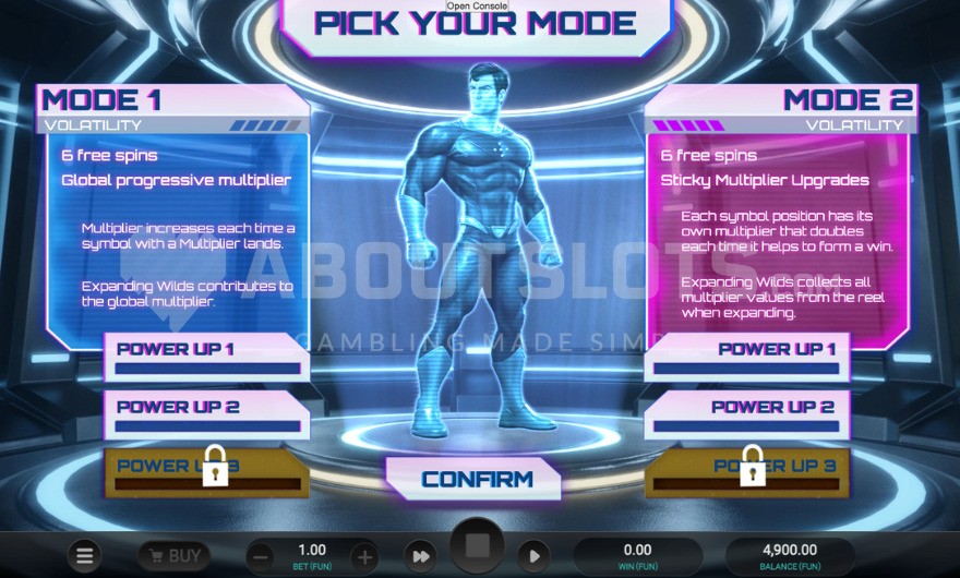 Mode selection screen with two options to choose from in Immortal 5 slot