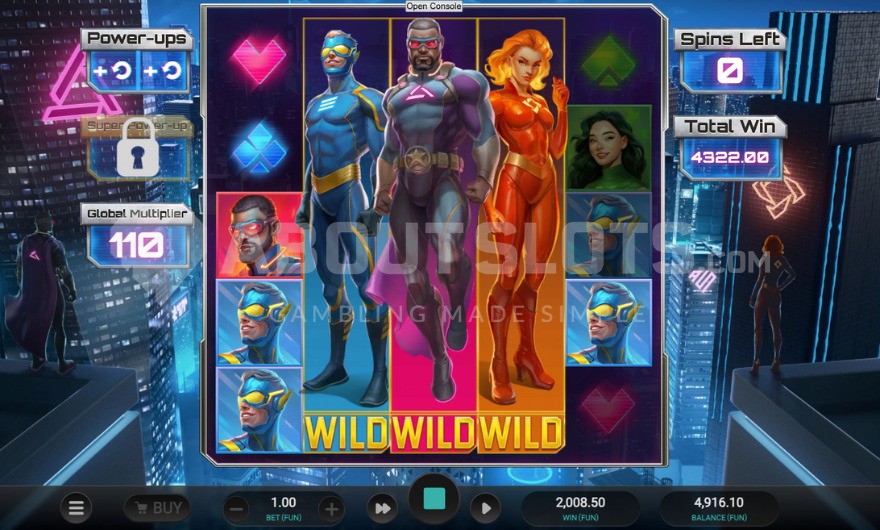 Three fully expanded wild symbols on middle reels during Immortal Silver bonus game in Immortal 5 slot
