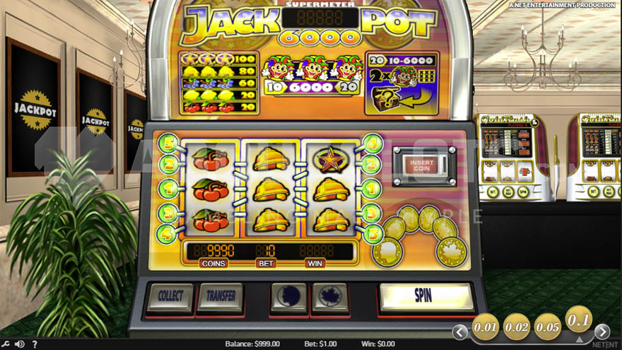 Base game showing the main reels with symbols such as cherries, bells and stars