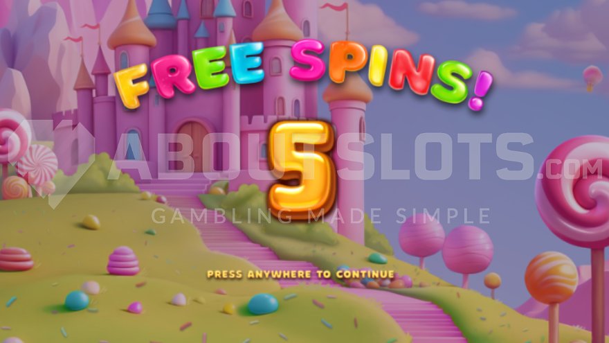 Screen notification announcing 5 free spins won in Jellycious DoubleMax