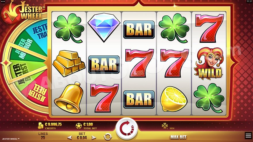 Jester Wheel slot main game screen with colorful interface