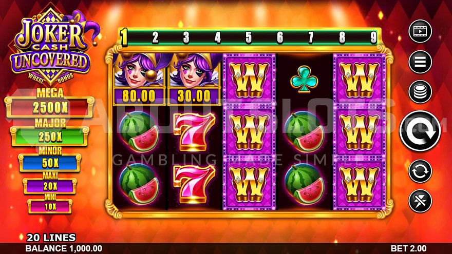 Joker Cash Uncovered slot base game with orange background