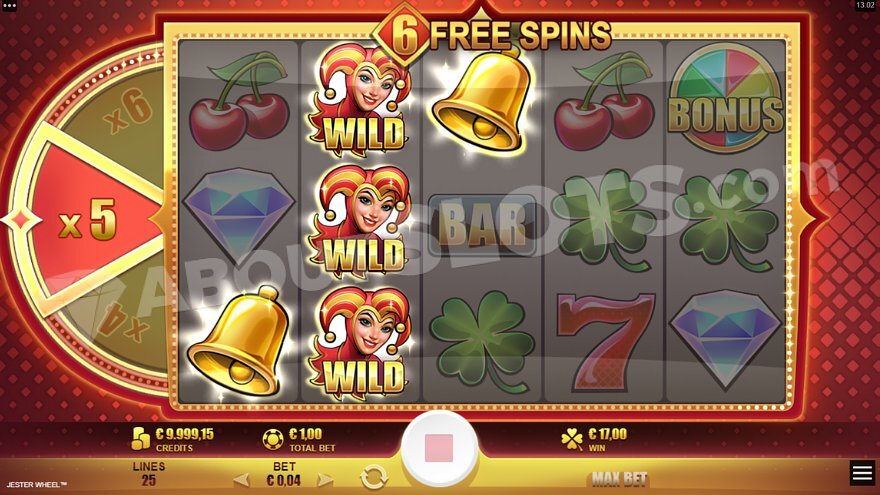 Jester Wheel bonus feature activation with scatter symbols