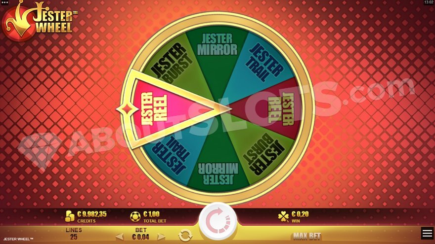 Jester Wheel multiplier feature with potential 10x win boosts