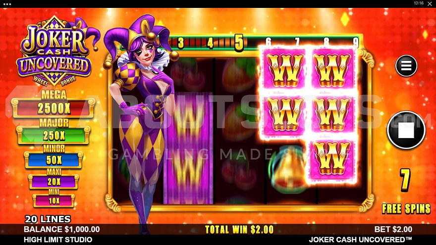 Wild symbols on reels 4 and 5 during Free Spins feature in Joker Cash Uncovered