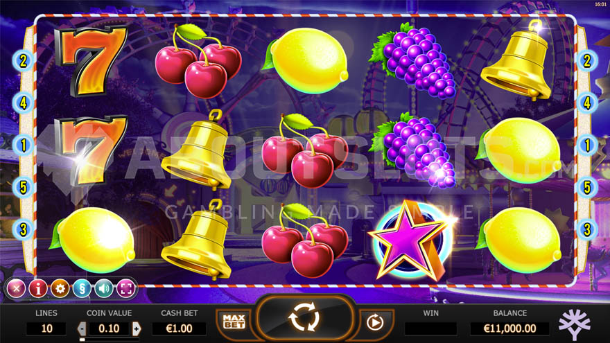 Jokerizer base game showing a combination of high and low-paying symbols on a 5x3 grid