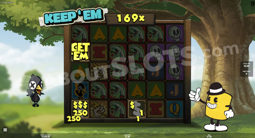 Bonus game feature with Bob Bird character on the left side of the reels