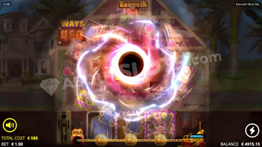 xHole feature activation showing a large sucking hole