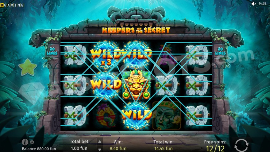 Free Spins feature screenshot in Keepers Of The Secret slot