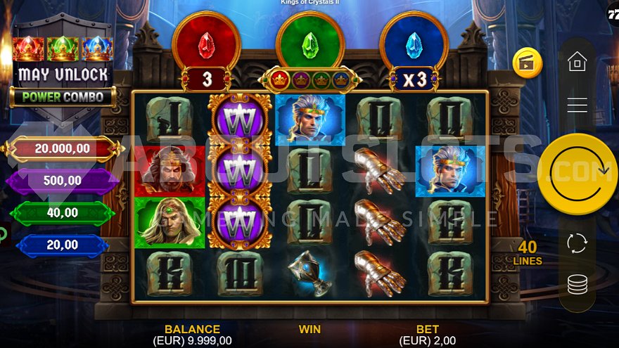 King of Crystals II Power Combo base game with castle background