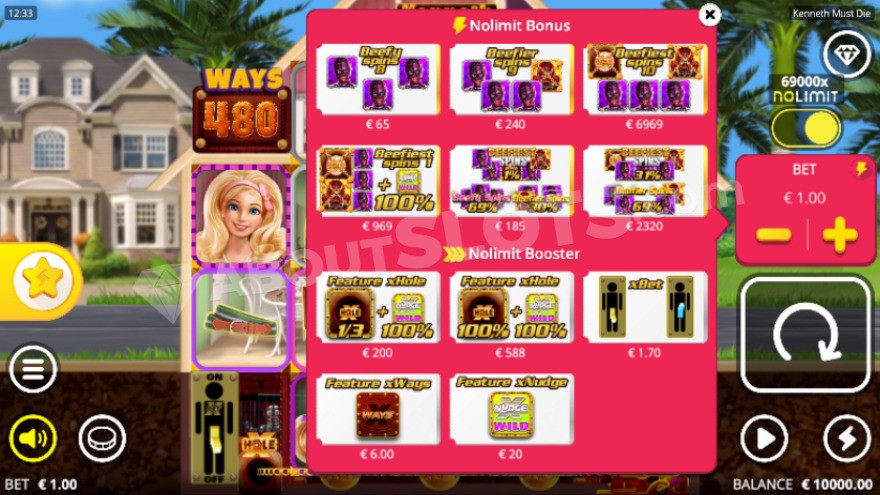 Feature buy options presented with eleven choices available