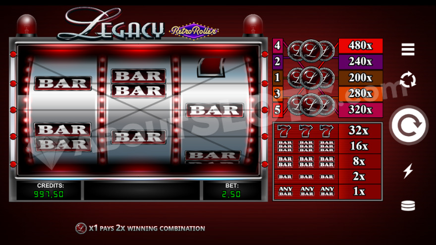 Base game interface showing various symbol payouts on the right side
