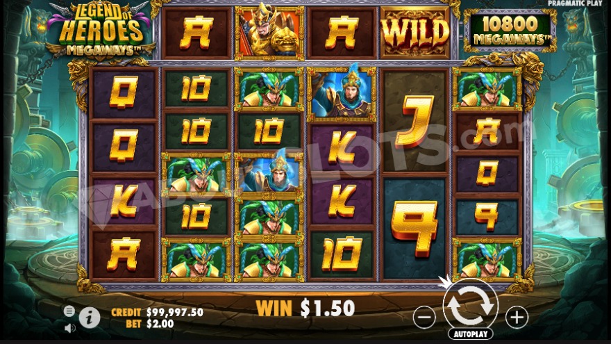 Legend of Heroes Megaways slot game interface
