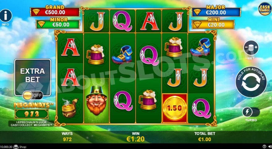 Base game display showing four jackpots above the reels
