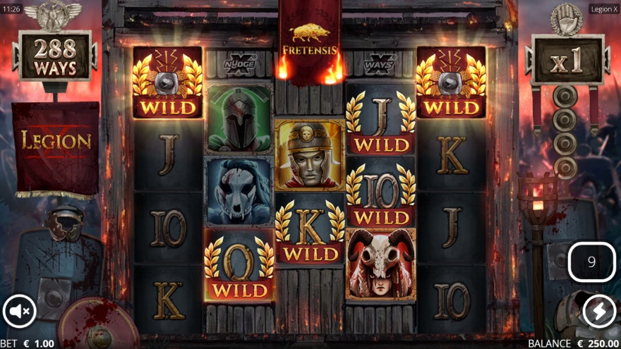 Legion X bonus feature showing multiplier wilds in action