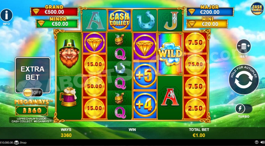 Activated Cash Collect feature showing coin symbols with various values