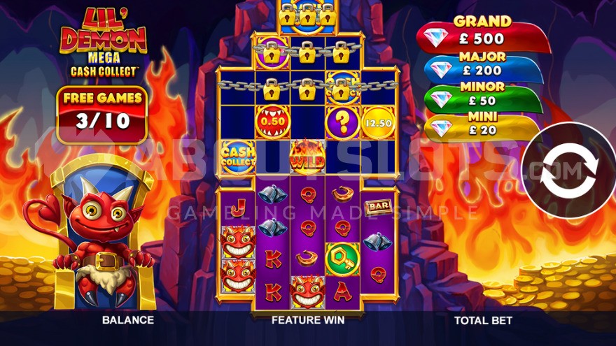 2 unlocked reels during free spins feature in Lil' Demon Mega Cash Collect