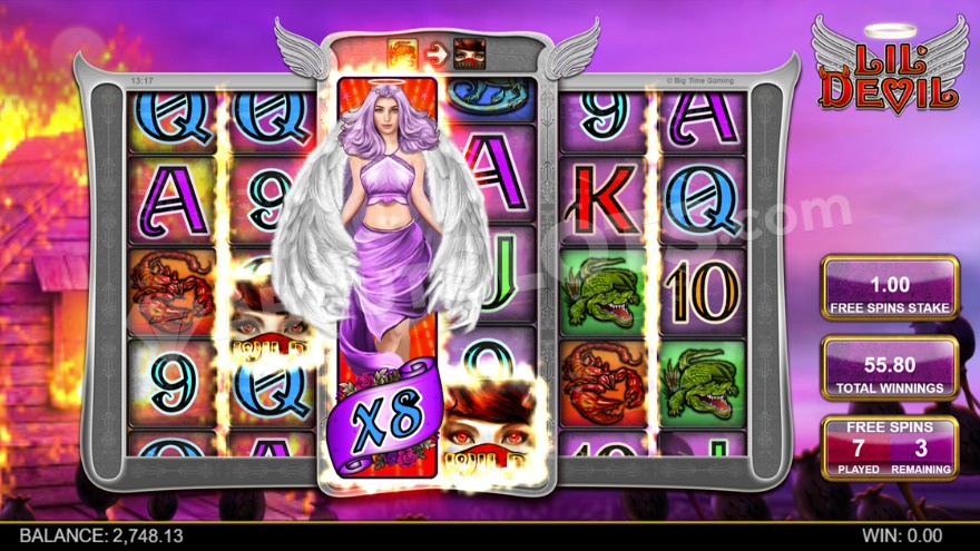 Be My Angel free spins feature showing sticky wild symbols on the reels