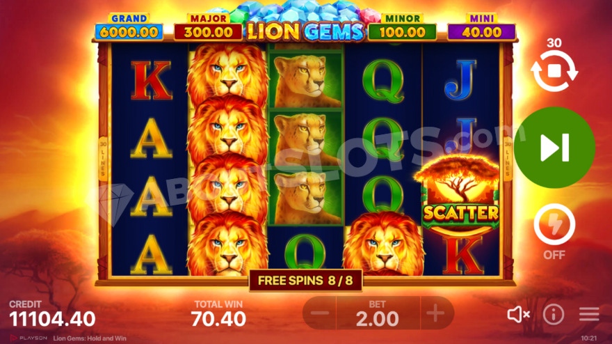 Free spins feature with jackpots displayed at the top