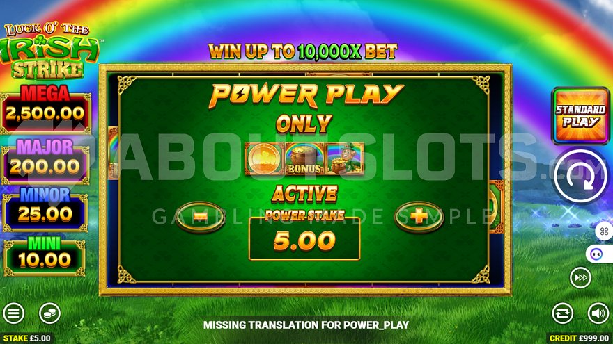 Luck O the Irish Strike bonus feature activation screen