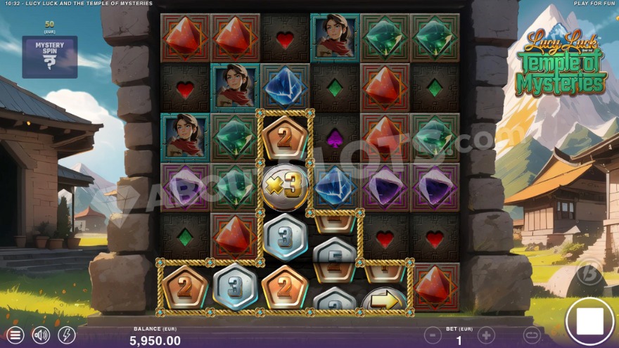 Mystery spin feature activating the mystery coin function.