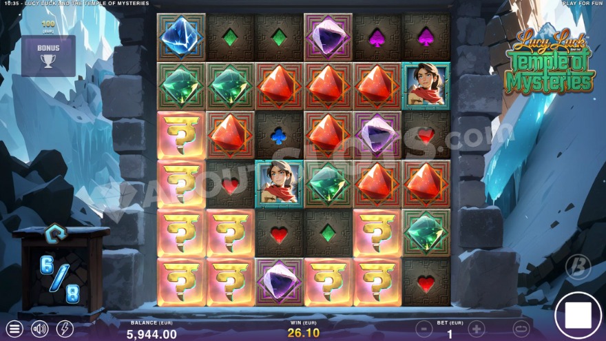 Free spins feature with nine mystery symbols revealing.