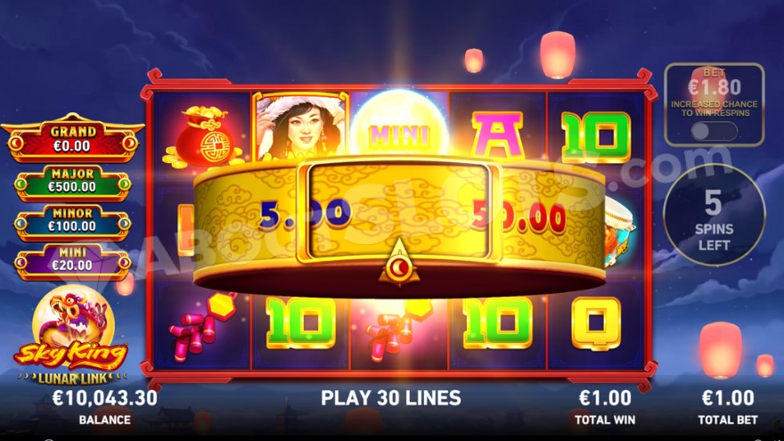Free spins feature display showing bonus round in progress.