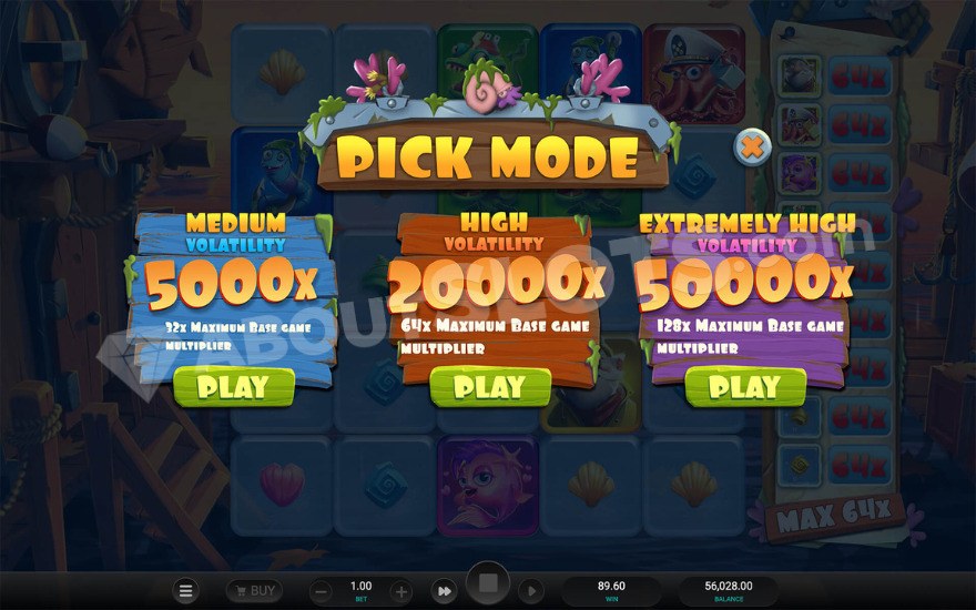 Mode selection feature showing three different options