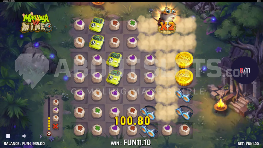 Free Spins feature with Magawa on the sixth reel with a 2X multiplier
