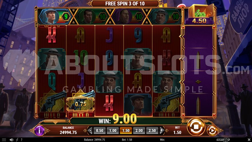 Win 6 times the bet on the third free spin