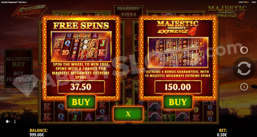 Cascading wins feature in Majestic Megaways Extreme 4 slot showing symbols dropping into place