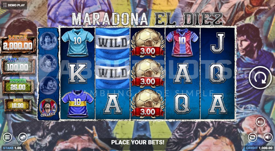 5x3 gaming grid with Maradona theme