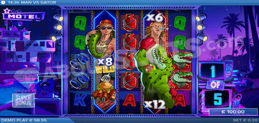 Screenshot showing 2 Stacked Multiplier Wilds in action