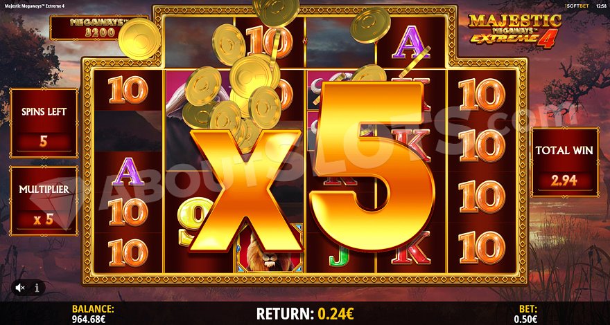 Scatter symbol and bonus wheel feature in Majestic Megaways Extreme 4 slot