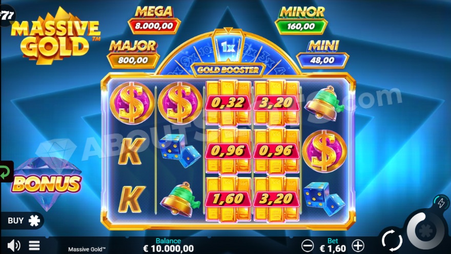 Base game with various jackpot values displayed above the reels