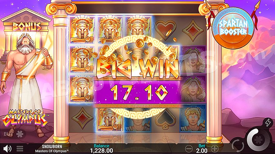 Zeus Respins feature activated in Masters of Olympus slot with expanded wild symbols