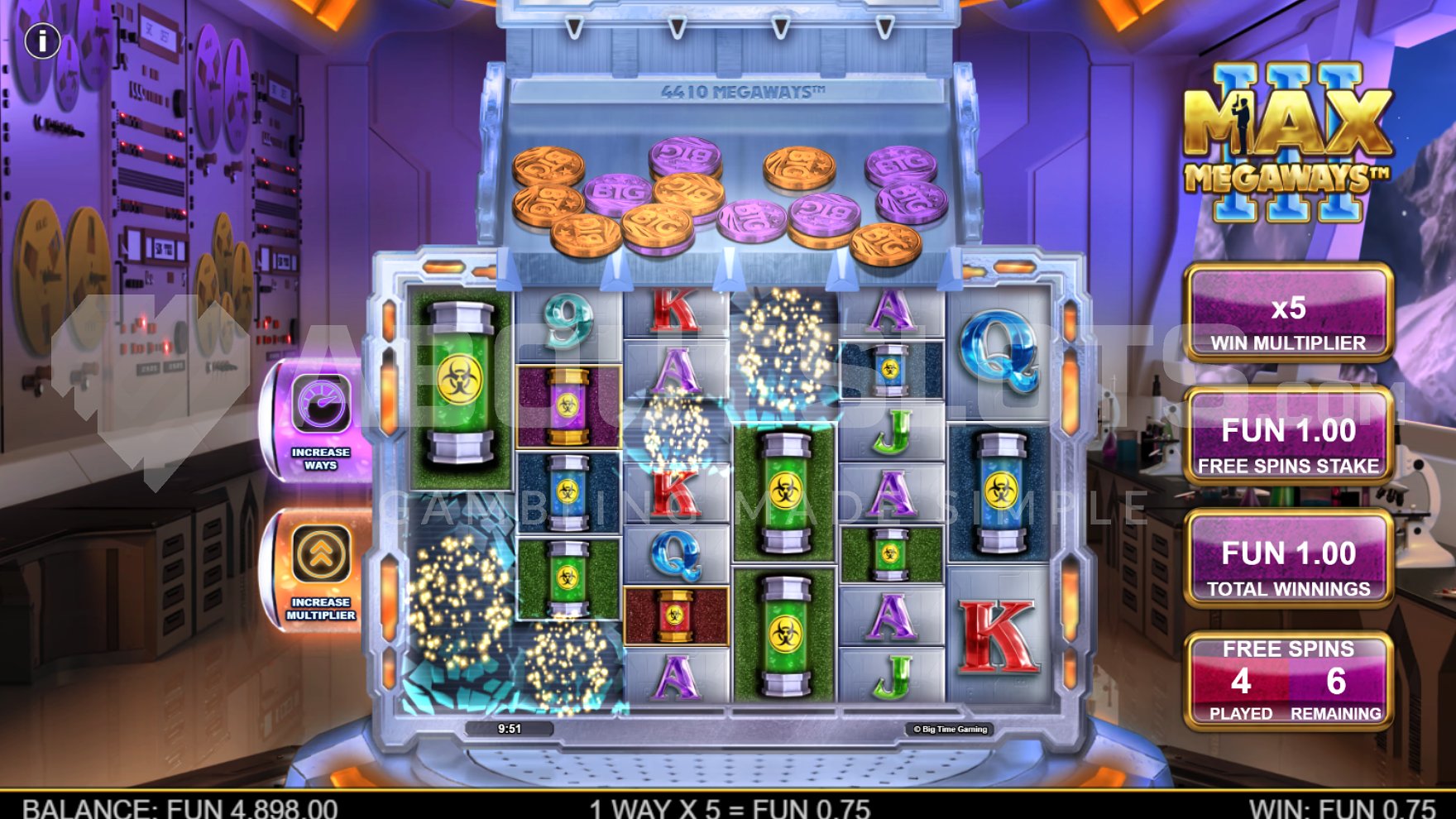 Winning combination with symbols on the first four reels during free spins