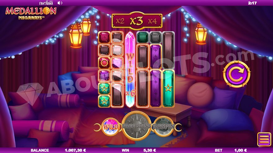 Medallion Megaways free spins feature activation screen