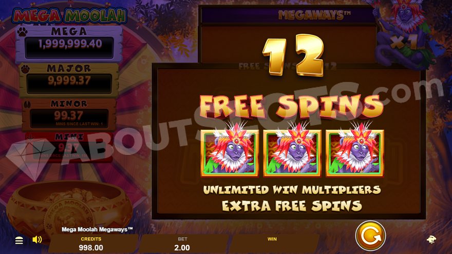 Mega Moolah Megaways gameplay showing Rolling Reels feature in action