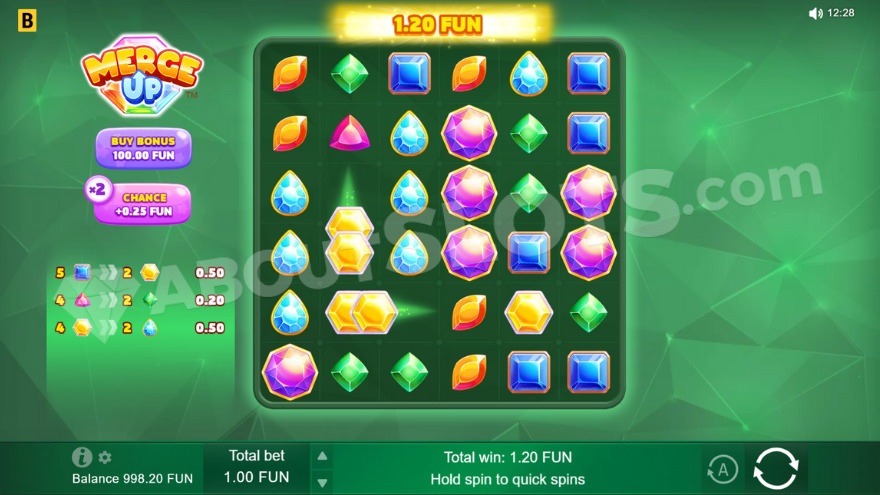 Activated Merge Up feature showing symbols transforming to higher levels