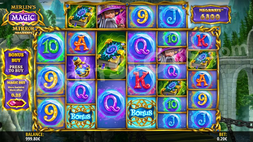 Merlin's Magic Mirror Megaways slot main game screen