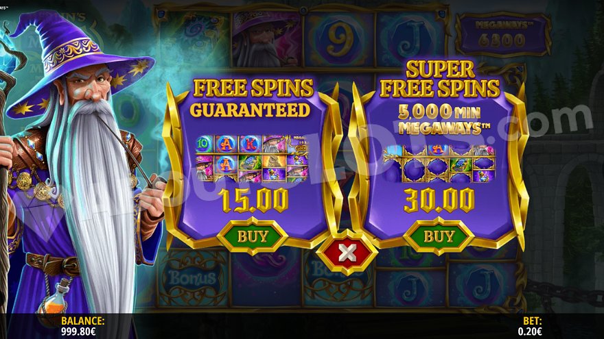 Bonus Buy feature screen with options