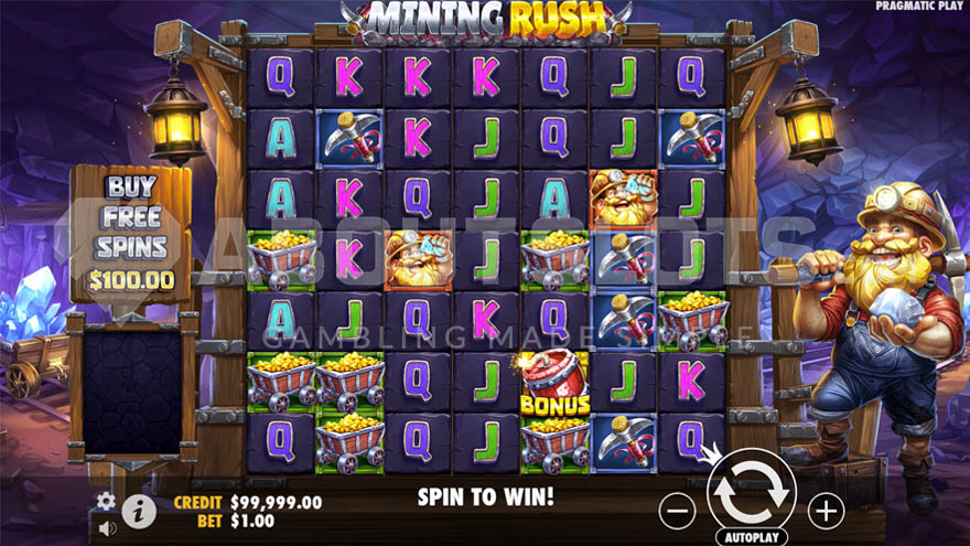 Base game with miner standing on the right side of the screen